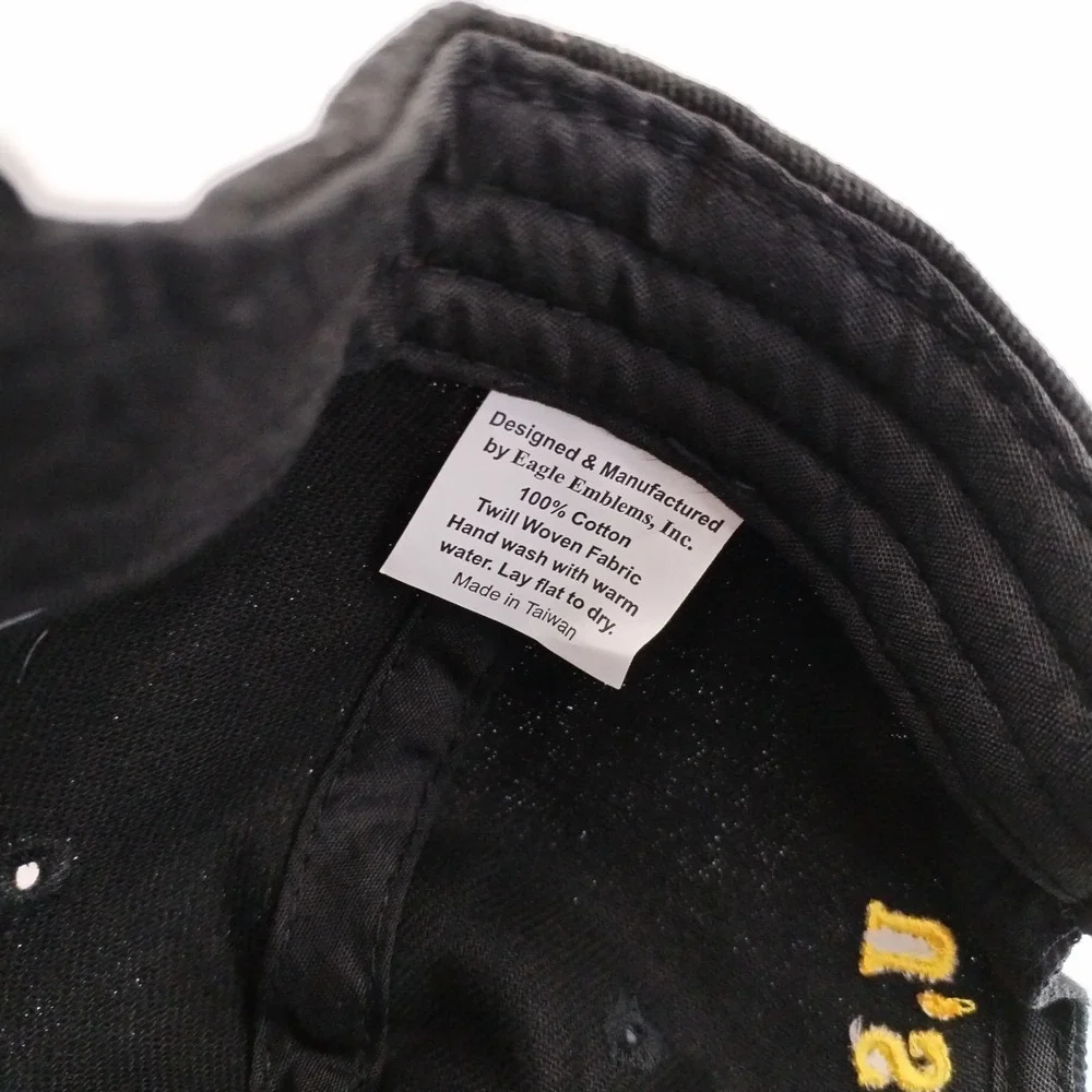 VTG Border Patrol Spell Out‎ Black White Two-Tone Embroidery Baseball Hat Cap